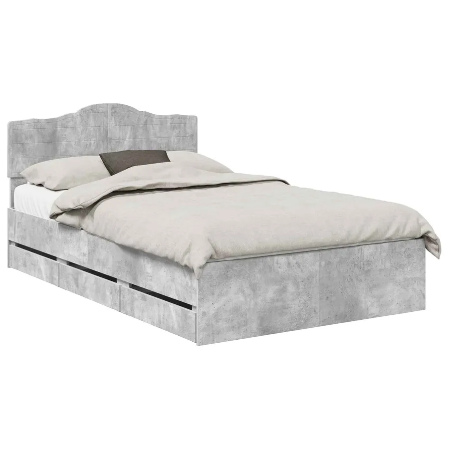 Cadre de lit Gris béton 135 x 190 cm Bois Ingénierie - 2