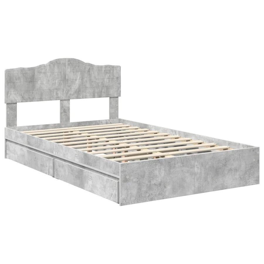 Lit de Rangement Gris béton 135 x 190 cm Bois d'ingénierie - 4