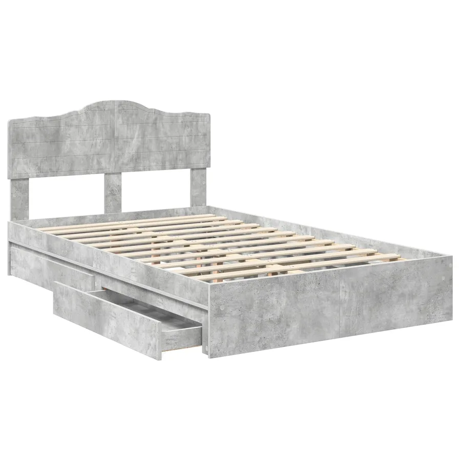 Lit de Rangement Gris béton 135 x 190 cm Bois d'ingénierie - 5