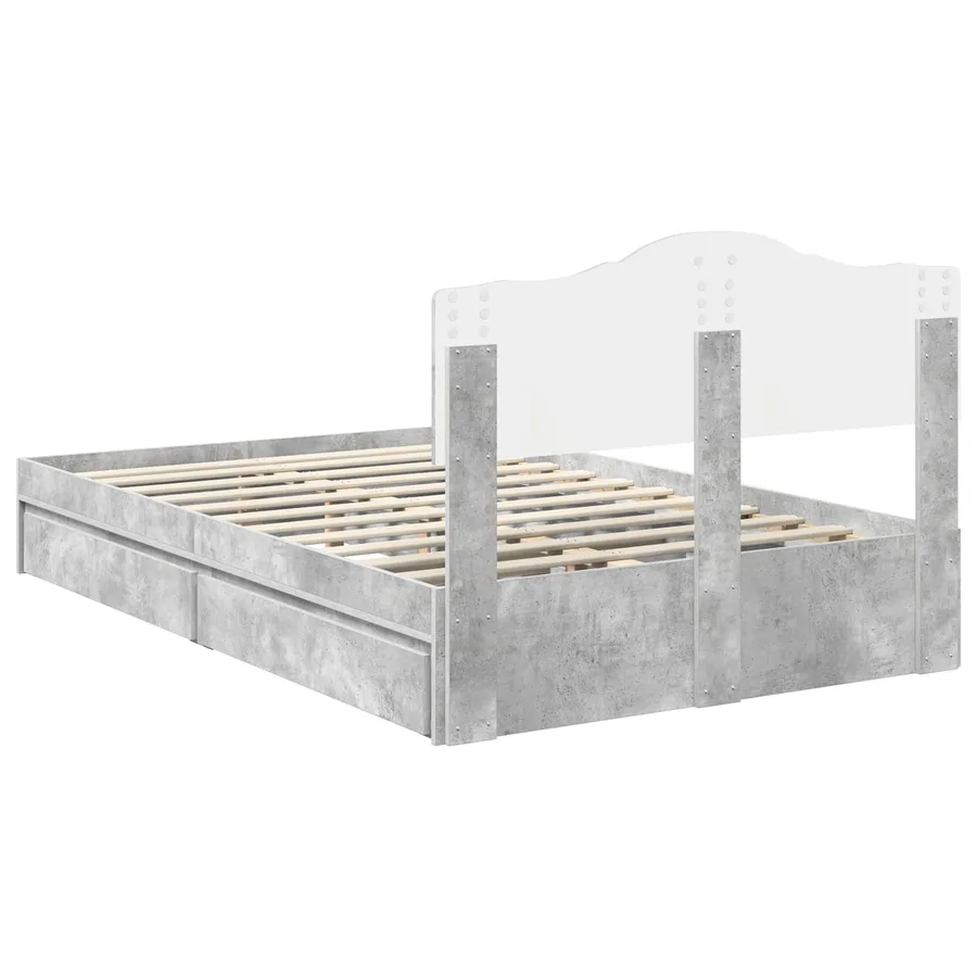 Lit de Rangement Gris béton 135 x 190 cm Bois d'ingénierie - 8