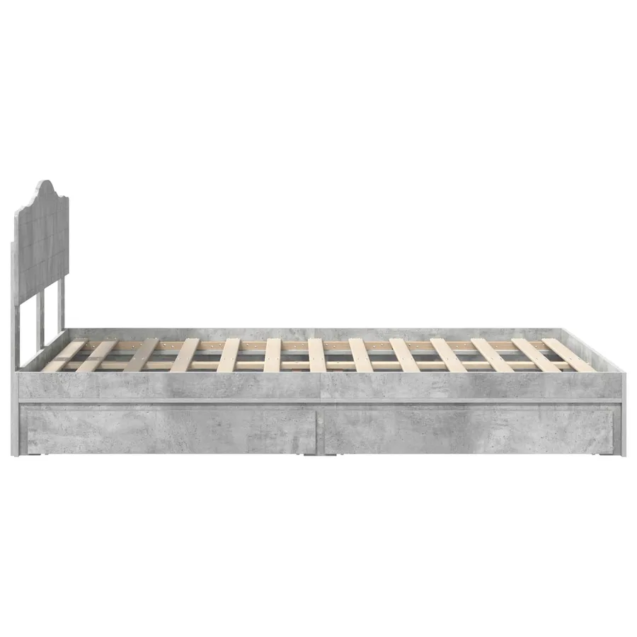 Lit de Rangement Gris béton 135 x 190 cm Bois d'ingénierie - 9