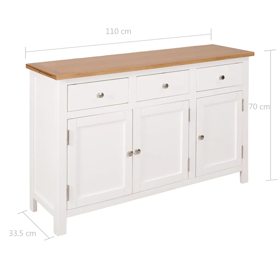 Buffet 110x33,5x70 cm Bois de chêne massif - 10