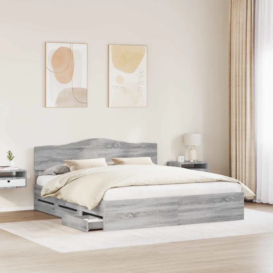Cadre de lit Gris Sonoma 180 x 200 cm Bois Ingénierie - 3