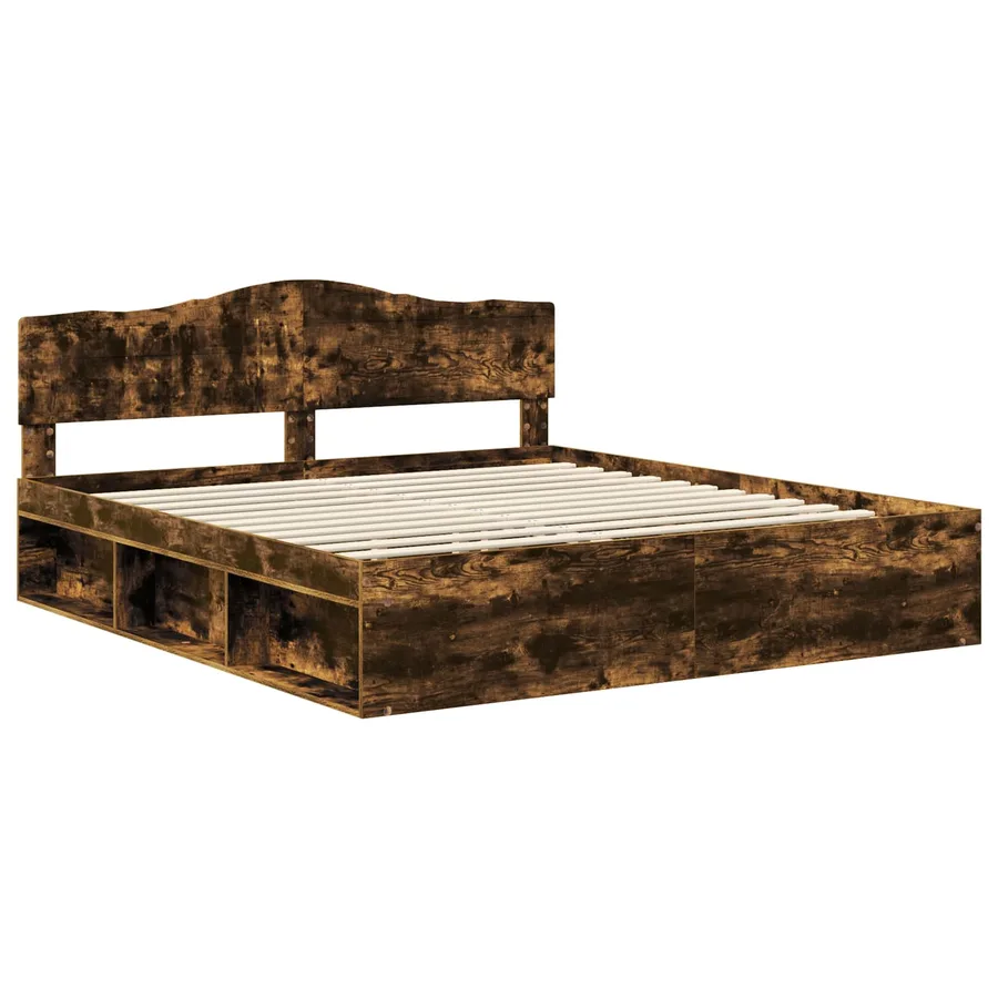 Cadre de lit Chêne fumé 180 x 200 cm Bois de pin massif - 4