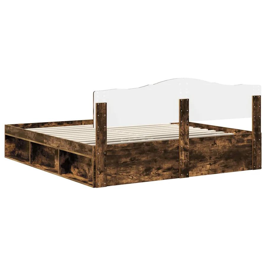 Cadre de lit Chêne fumé 180 x 200 cm Bois de pin massif - 9
