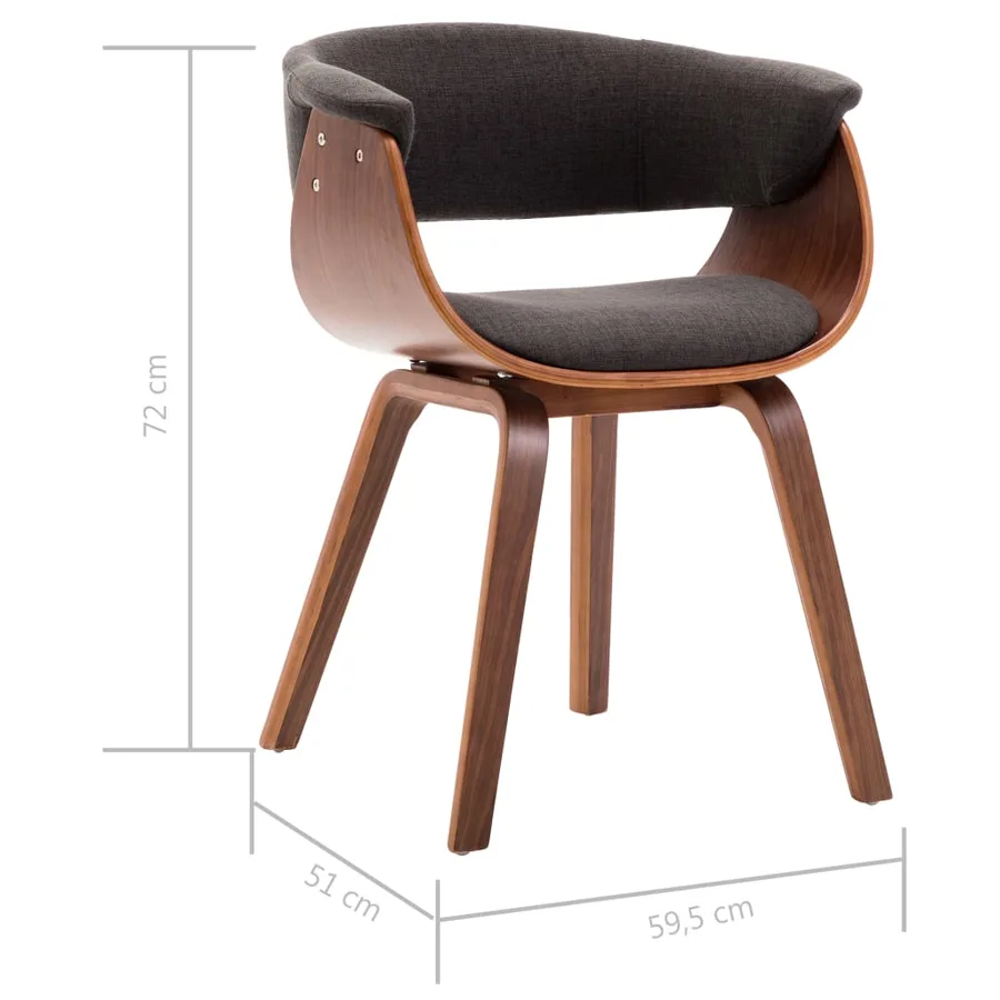 Chaises à manger lot de 6 gris bois courbé et tissu - 8