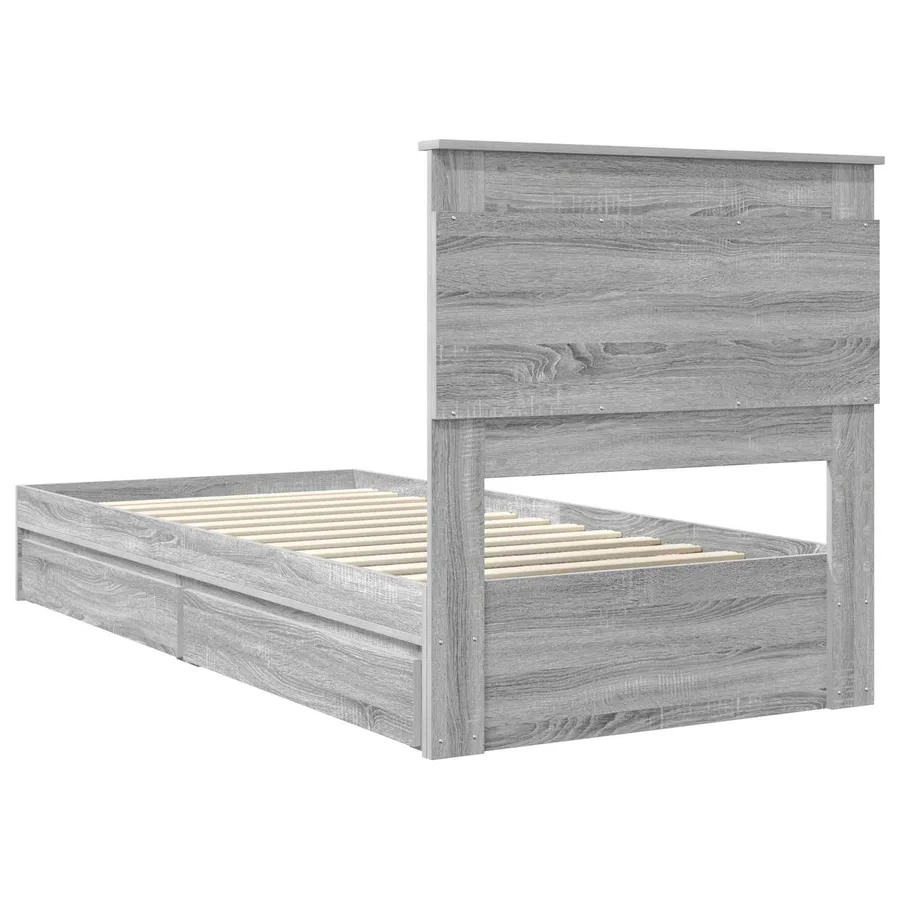 Lit de Rangement Gris Sonoma 75 x 190 cm Bois d'ingénierie - 8