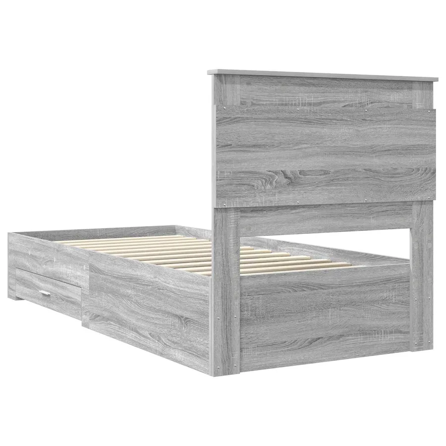 Cadre de lit avec tiroir Sonoma Gris et Argent 75 x 190 cm - 9