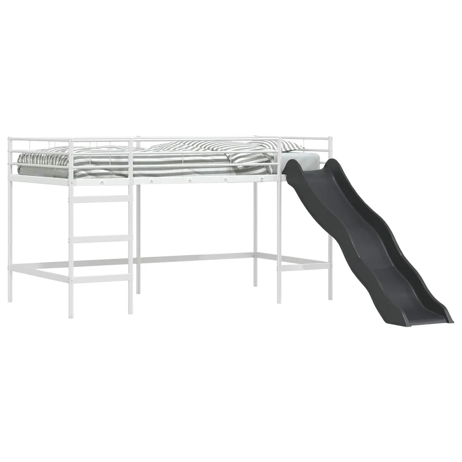 Lit superposé pour enfants avec toboggan Blanc et anthracite - 2
