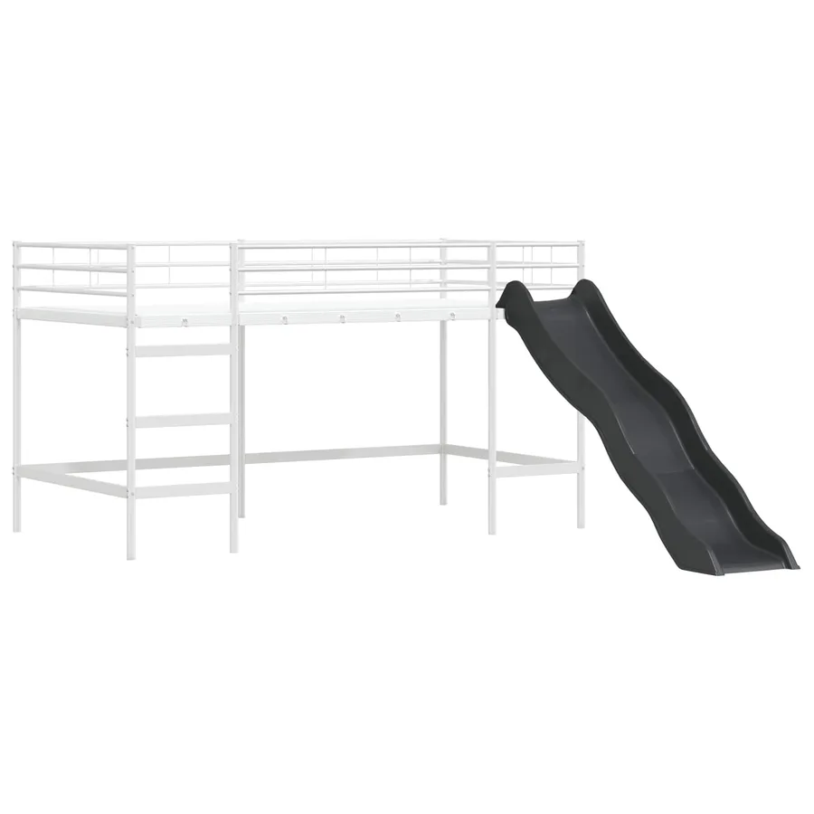 Lit superposé pour enfants avec toboggan Blanc et anthracite - 4
