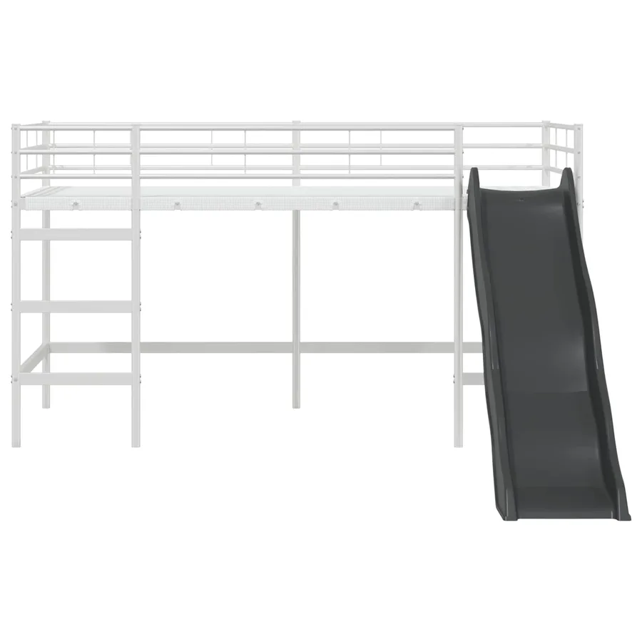 Lit superposé pour enfants avec toboggan Blanc et anthracite - 5