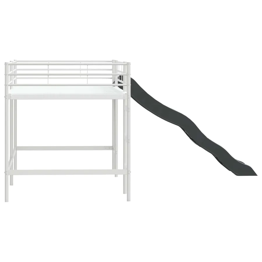 Lit superposé pour enfants avec toboggan Blanc et anthracite - 6