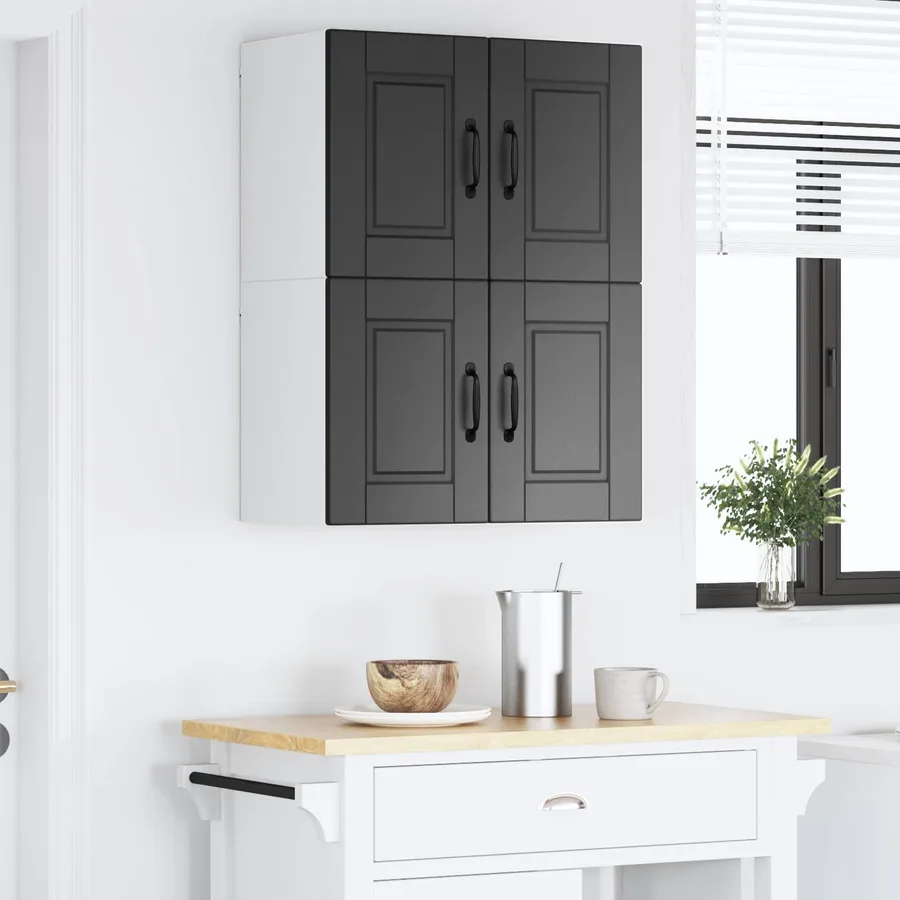 Meuble mural PORTO 2 pcs Noir 60 x 31 x 40 cm Bois d'ingénierie - 4