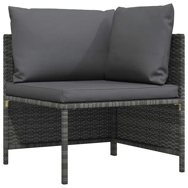 Canapé d'angle sectionnel avec coussins Gris Résine tressée