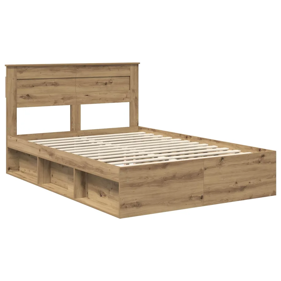 Cadre de lit Chêne artisan 140 x 190 cm Bois de pin massif - 4