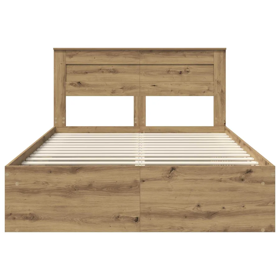 Cadre de lit Chêne artisan 140 x 190 cm Bois de pin massif - 7