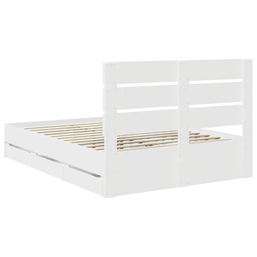 Cadre de lit avec tiroir Blanc 140 x 190 cm Bois Ingénierie - 8