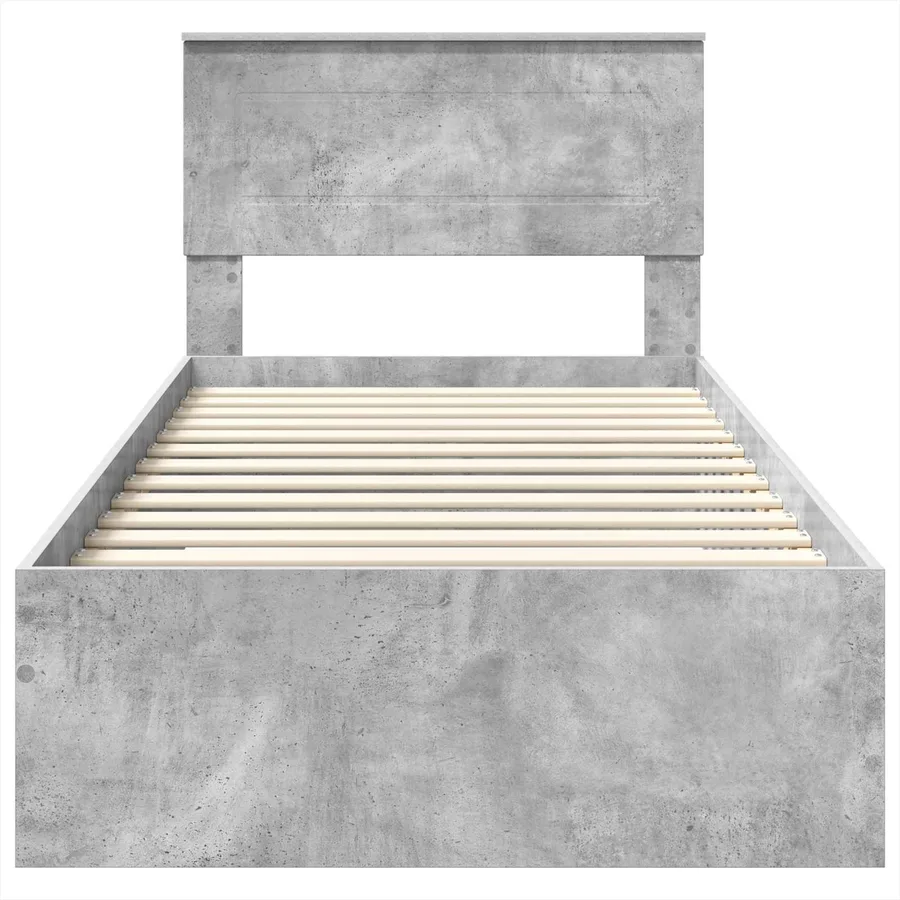 Cadre de lit Gris béton 90 x 200 cm Bois d'ingénierie - 7