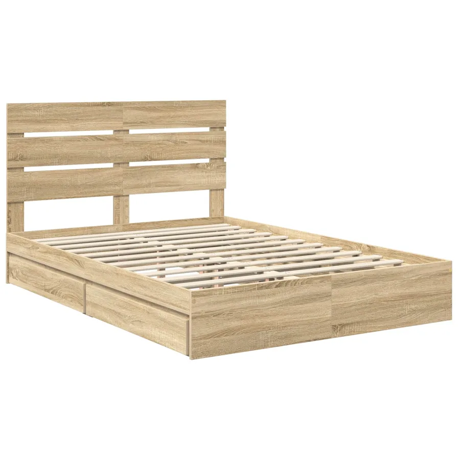 Lit de Rangement Chêne Sonoma 140 x 190 cm Bois d'ingénierie - 4