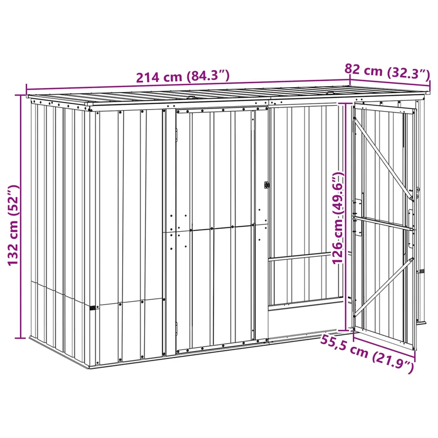 Boîte de Rangement de Jardin Marron 214 x 82 x 132 cm Acier - 14
