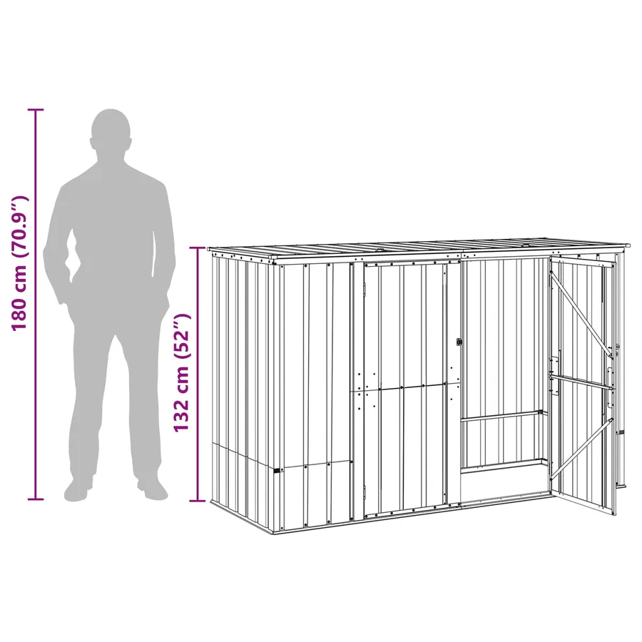Boîte de Rangement de Jardin Marron 214 x 82 x 132 cm Acier - 15