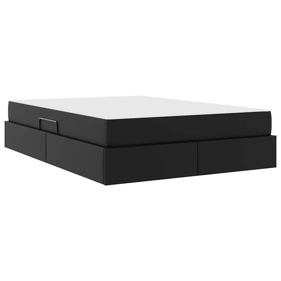 Lit avec rangement et matelas avec matelas 2 pcs Noir Cuir - 10