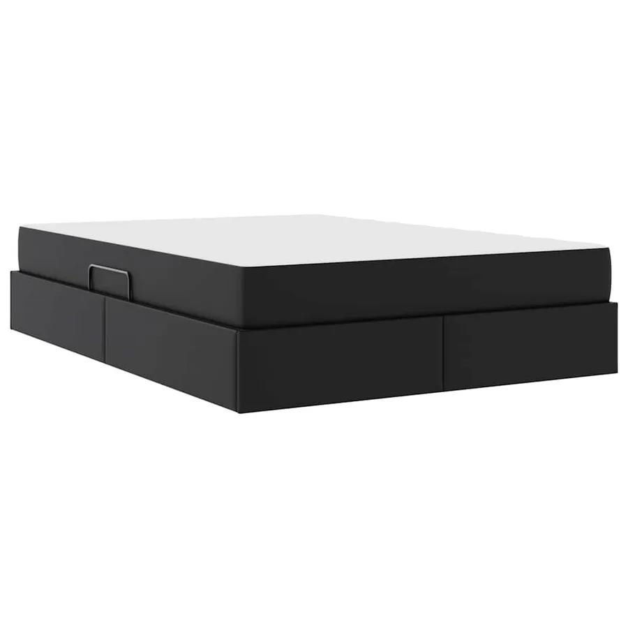 Lit avec rangement et matelas avec matelas 2 pcs Noir Cuir - 5