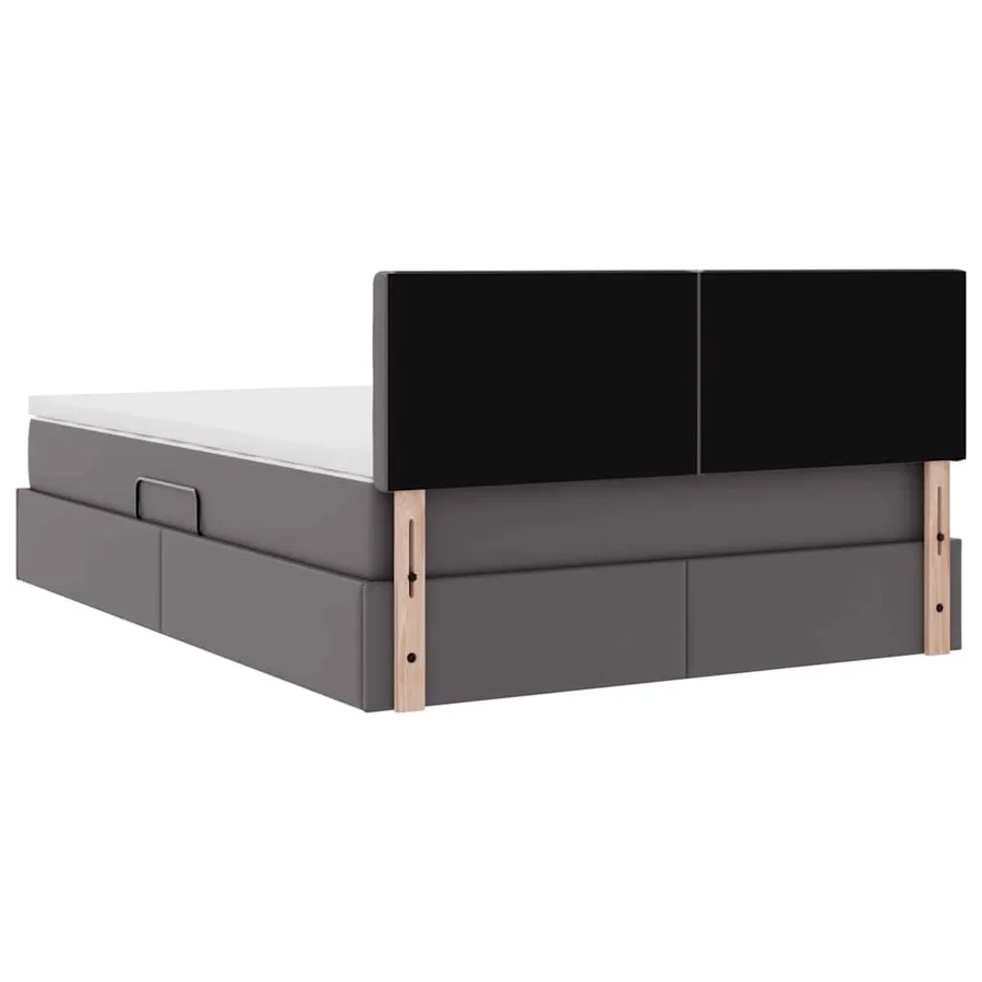 Lit avec rangement et matelas Gris 140 x 200 cm Simili cuir - 11