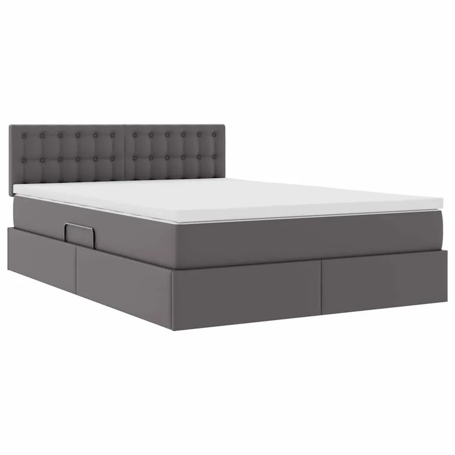Lit avec rangement et matelas Gris 140 x 200 cm Simili cuir - 5