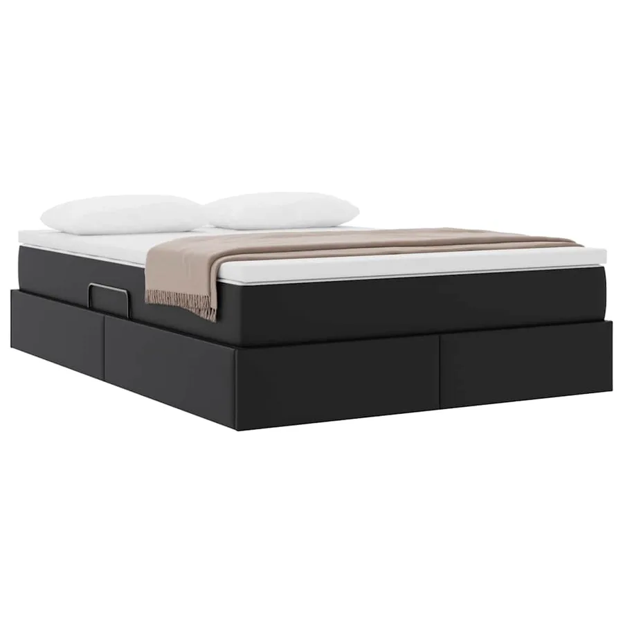 Lit avec rangement et matelas Noir 140 x 200 cm Simili cuir - 3