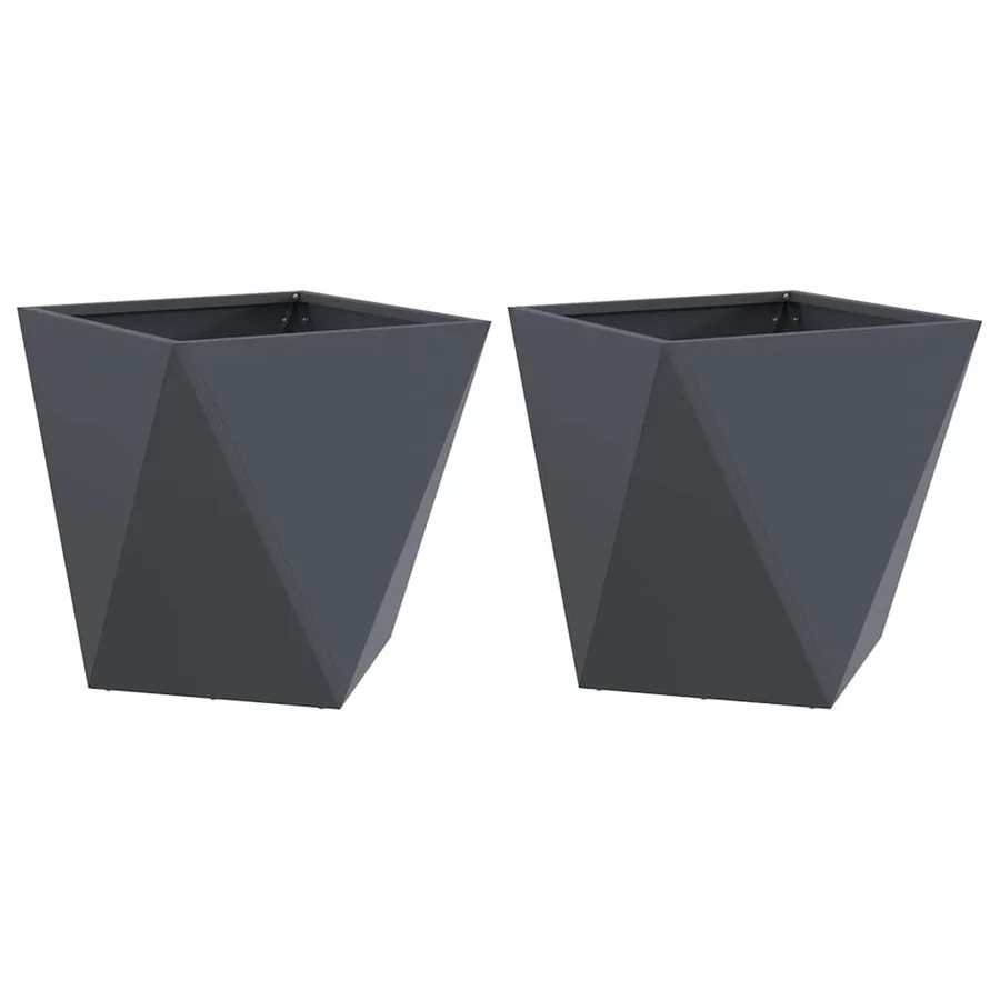 Jardinière 2 pc Anthracite 50 x 50 x 50 cm Acier - 2