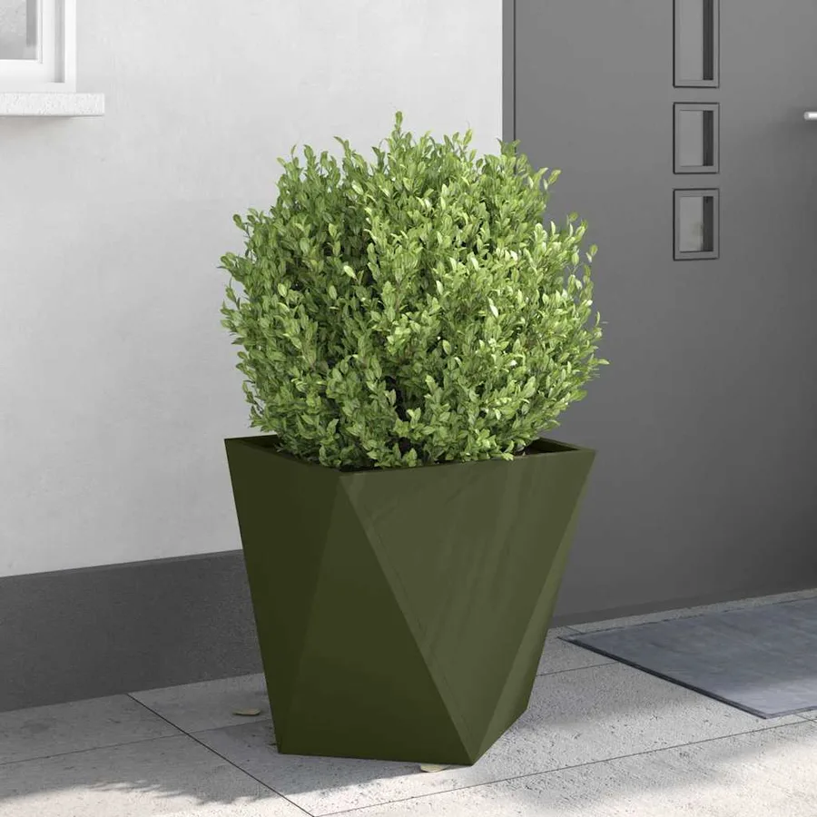 Jardinière 2 pc Vert olive 50 x 50 x 50 cm Acier - 4