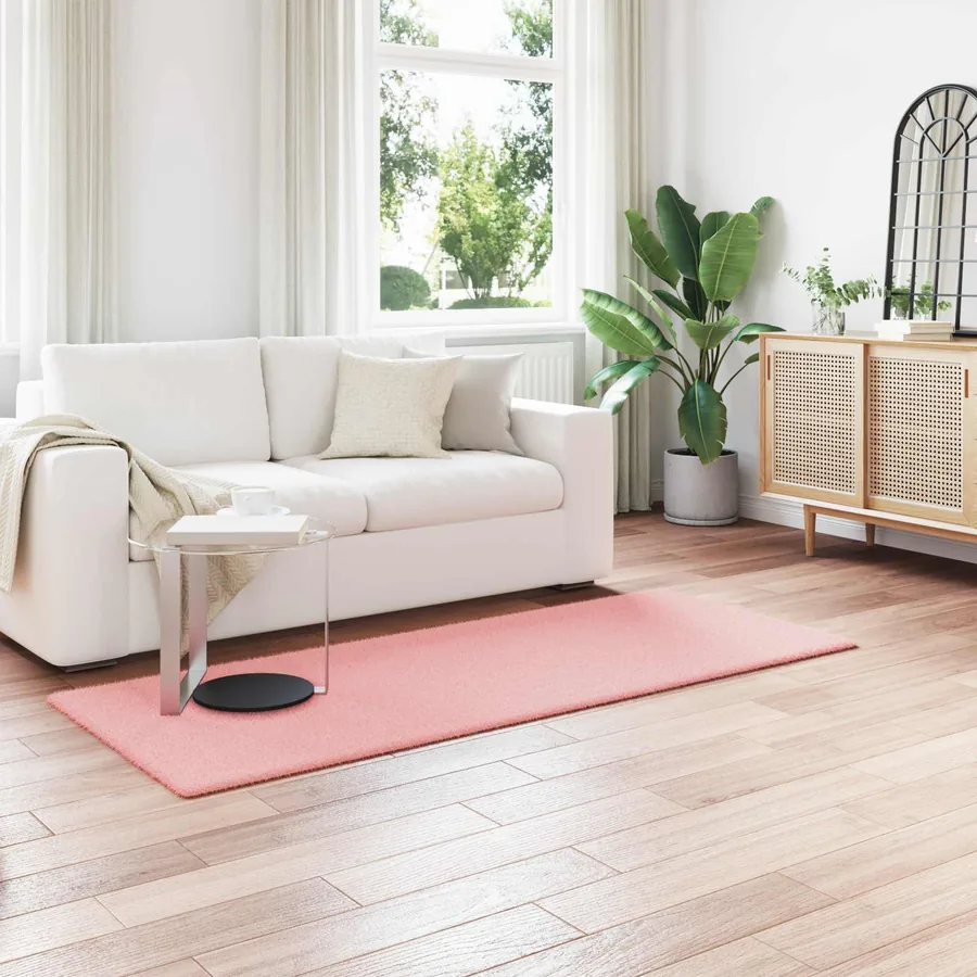 Tapis antidérapant en fausse de lapin OLITE Rose 80 x 200 cm