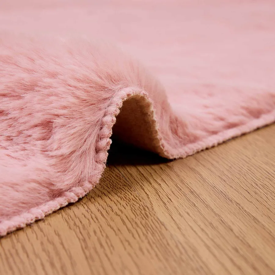 Tapis antidérapant en fausse de lapin OLITE Rose 80 x 200 cm - 5