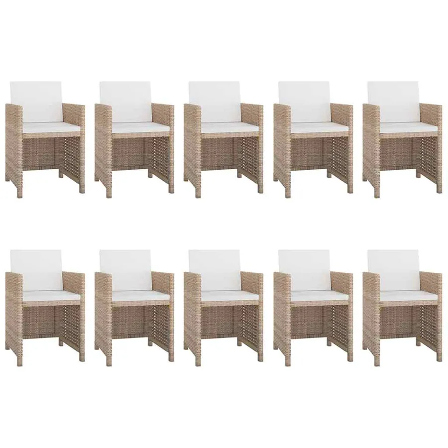 Ensemble à manger d’extérieur et coussins 11 pcs Résine tressée - 2