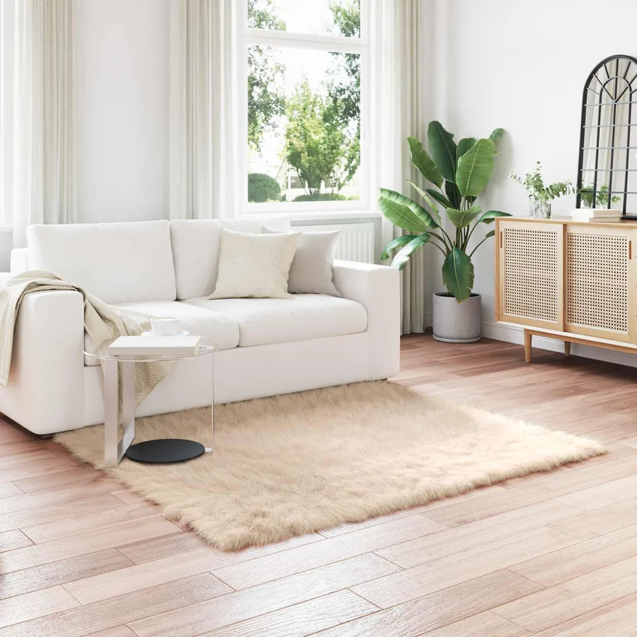 Tapis en fausse TAFALLA Beige 120 x 120 cm Polyester
