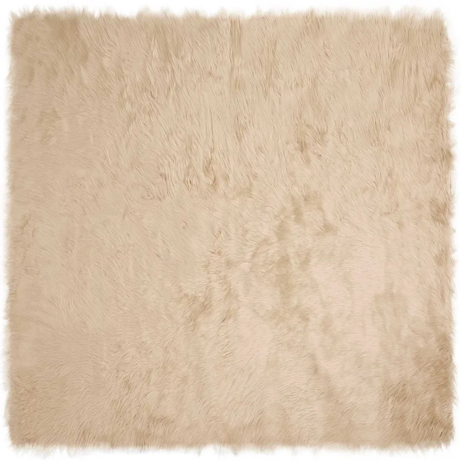 Tapis en fausse TAFALLA Beige 120 x 120 cm Polyester - 2