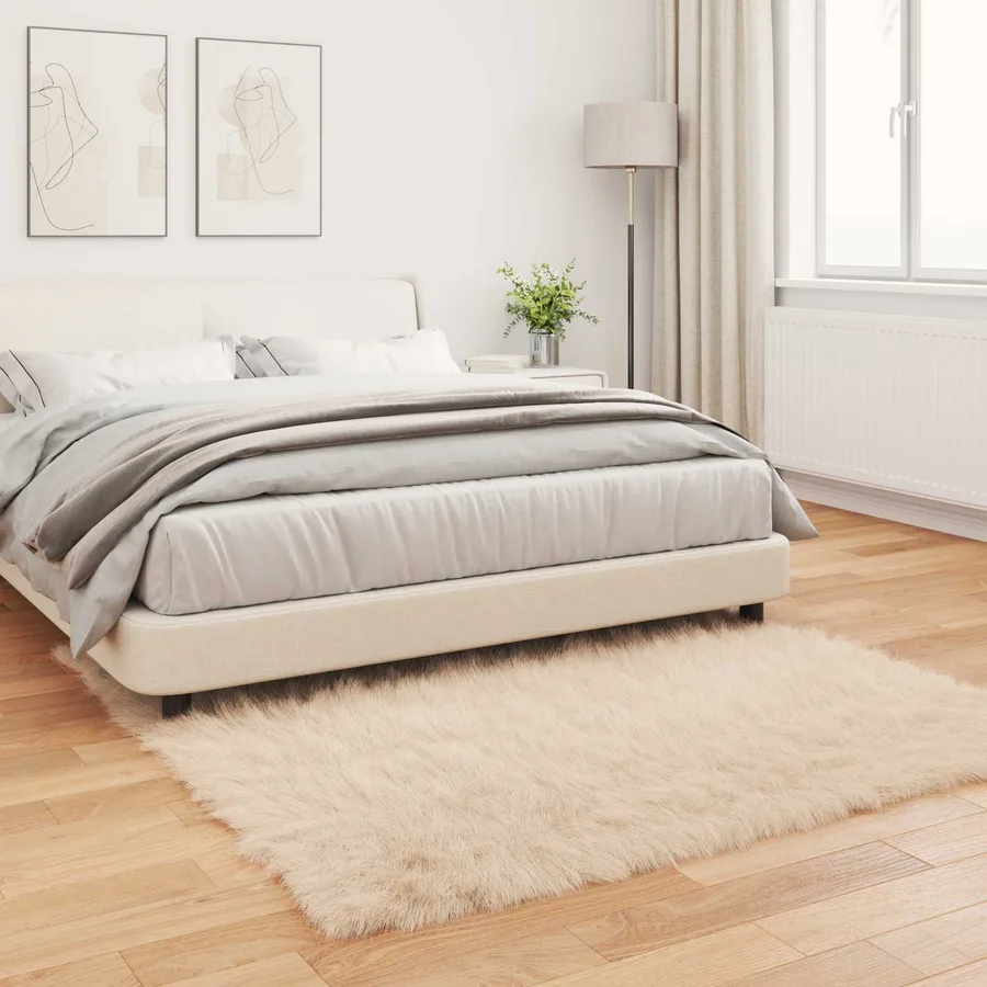 Tapis en fausse TAFALLA Beige 120 x 120 cm Polyester - 4