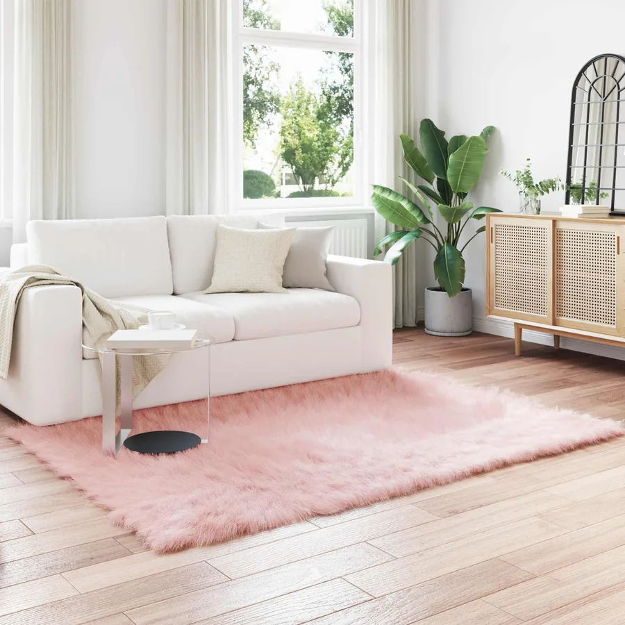 Tapis en fausse TAFALLA Rose 140 x 200 cm Polyester