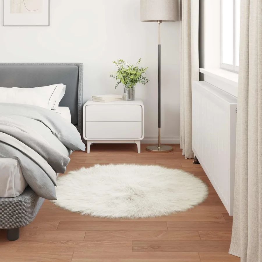 Tapis en fausse TAFALLA Blanc Ø 100 cm Polyester - 4