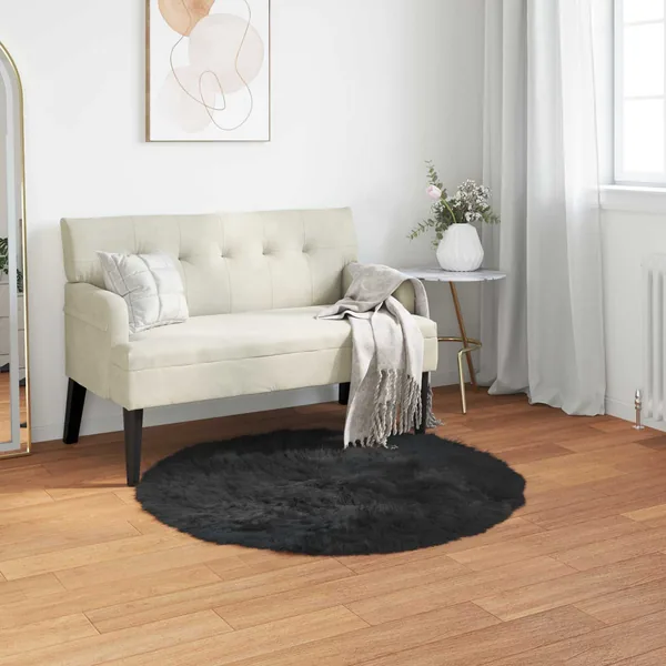 Tapis en fausse TAFALLA Noir Ø 100 cm Polyester