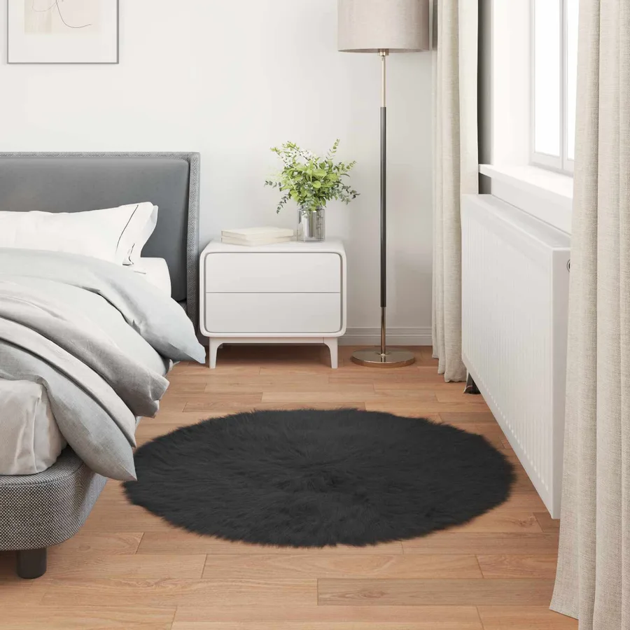 Tapis en fausse TAFALLA Noir Ø 100 cm Polyester - 4