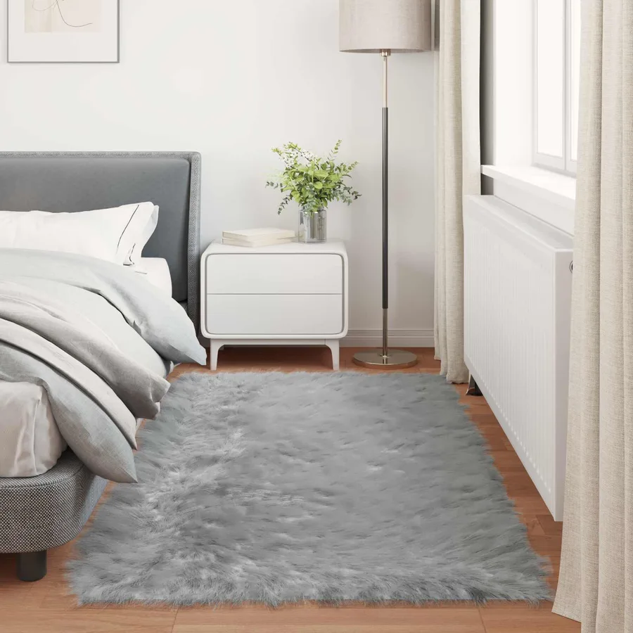 Tapis en fausse TAFALLA Gris 80 x 200 cm Polyester - 4