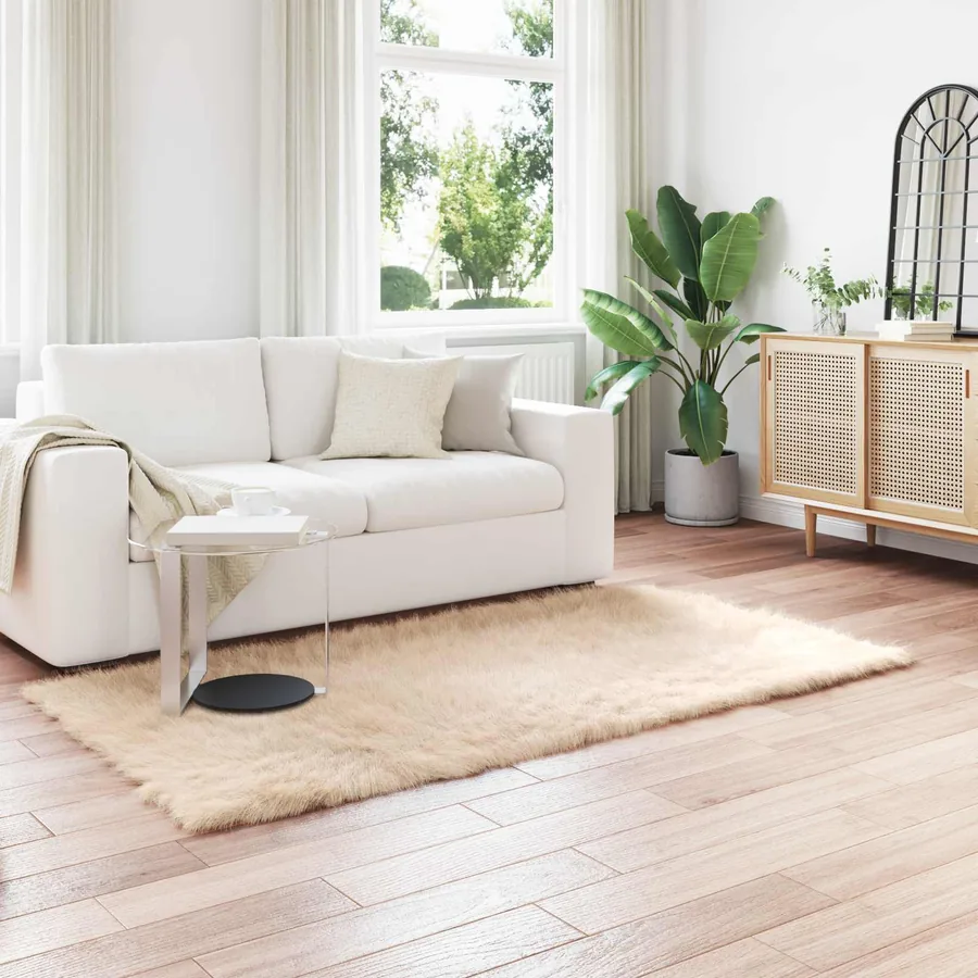 Tapis en fausse TAFALLA Beige 80 x 200 cm Polyester