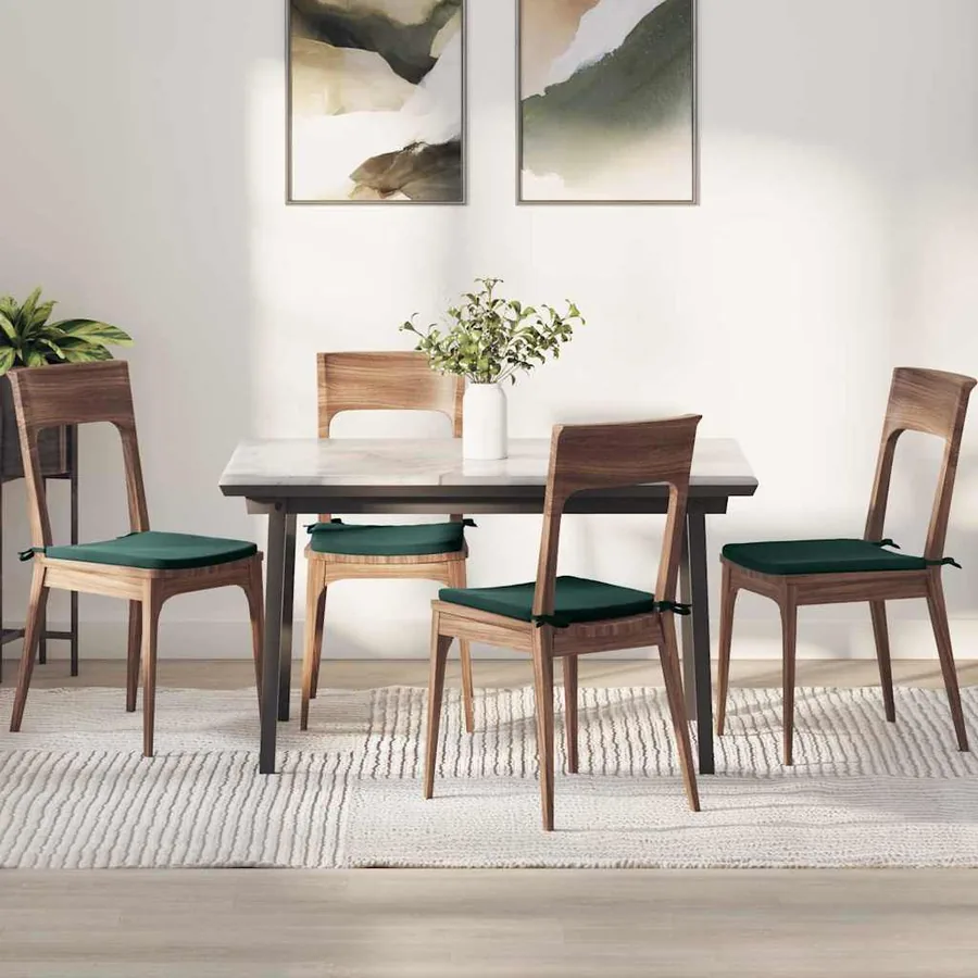 Coussins de siège 4 pcs Vert foncé 40 x 40 x 3 cm Velours