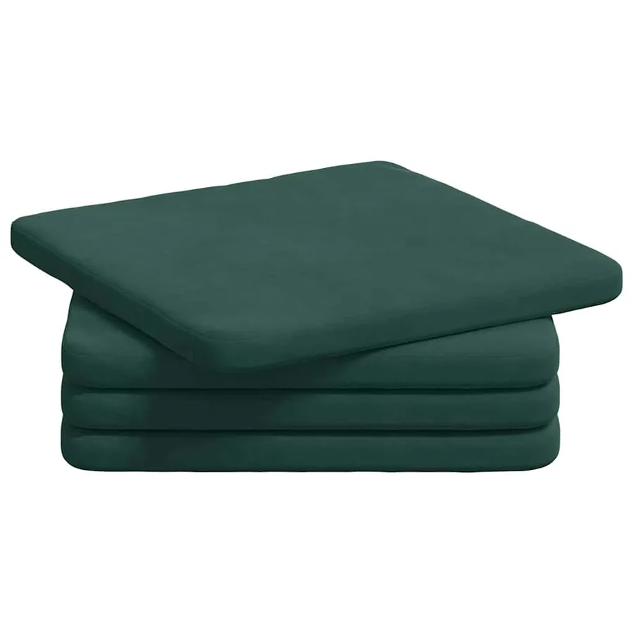 Coussins de siège 4 pcs Vert foncé 40 x 40 x 3 cm Velours - 2