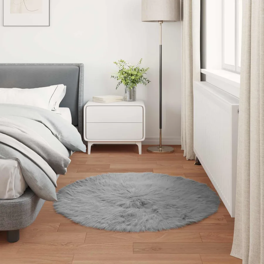 Tapis en fausse TAFALLA Gris Ø 120 cm Polyester - 4