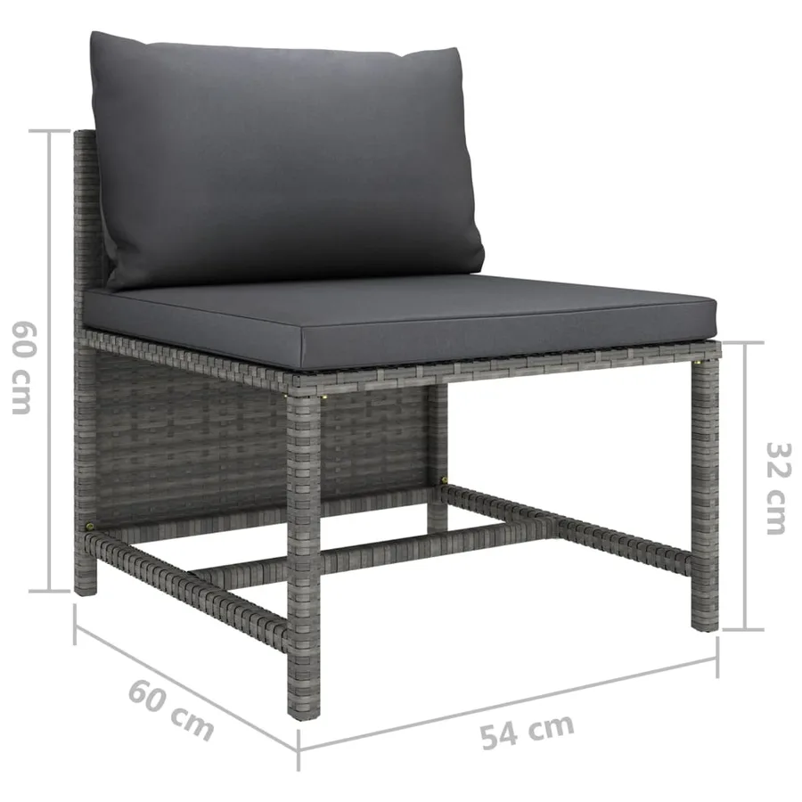 Salon de jardin 10 pcs avec coussins Résine tressée Gris - 11