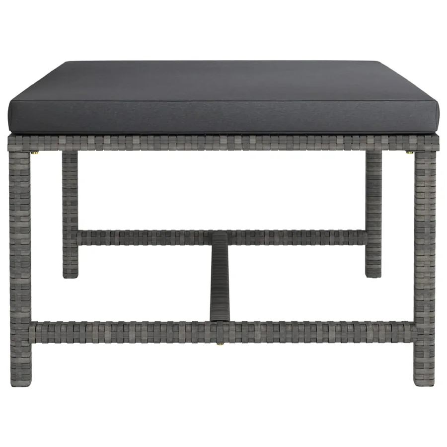 Salon de jardin 10 pcs avec coussins Résine tressée Gris - 15