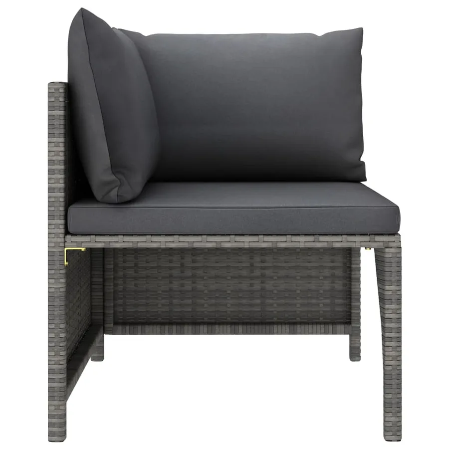 Salon de jardin 10 pcs avec coussins Résine tressée Gris - 4